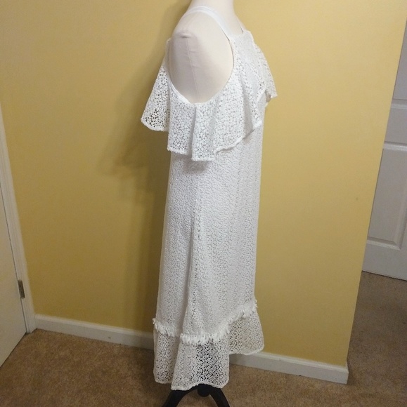 Kaari Blue crochet lace fringe dress NWT medium *Z - Picture 4 of 8